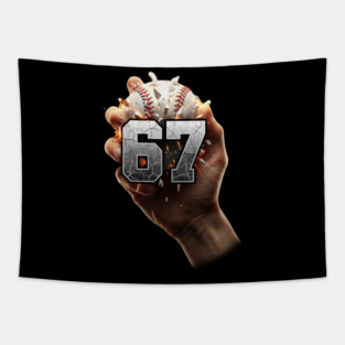 67 Funny Six Seven Meme Baseball Hand Tapestry