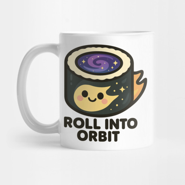 Roll Into Orbit – Cute Space Sushi Art | Funny Cosmic Foodie Tee by Anne Lee