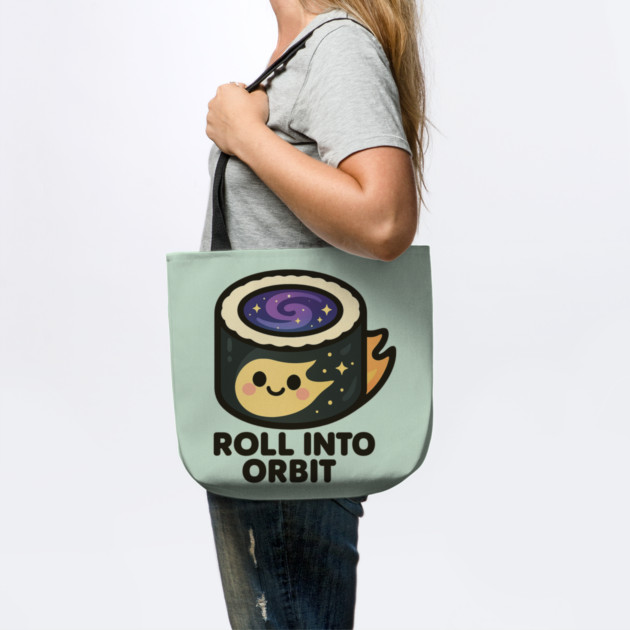Roll Into Orbit – Cute Space Sushi Art | Funny Cosmic Foodie Tee by Anne Lee