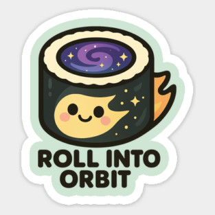 Roll Into Orbit – Cute Space Sushi Art | Funny Cosmic Foodie Tee Magnet