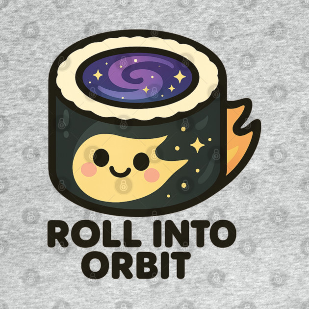 Roll Into Orbit – Cute Space Sushi Art | Funny Cosmic Foodie Tee by Anne Lee