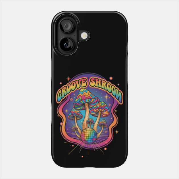 Groove Shroom – Psychedelic Disco Mushroom Art Phone Case by Vintage Retro Prints by RDR Design