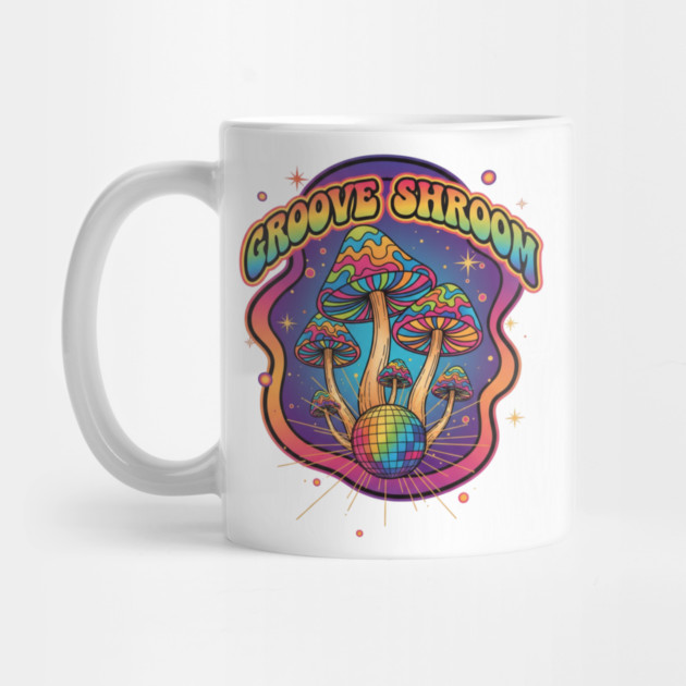 Groove Shroom – Psychedelic Disco Mushroom Art by Vintage Retro Prints by RDR Design