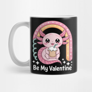 Girls Valentines Axolotl Be My Valentine Rainbow Red Women Mug
