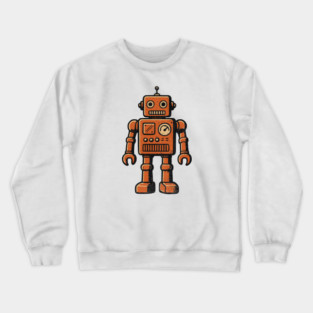 Distressed Vintage Toy Robot For Sci fi Fans and Nerds Crewneck Sweatshirt