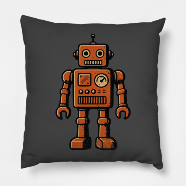 Distressed Vintage Toy Robot For Sci fi Fans and Nerds Pillow by Joaddo