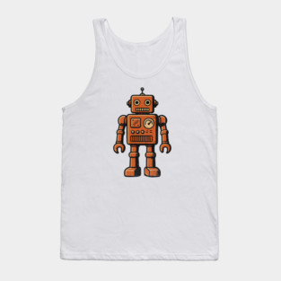 Distressed Vintage Toy Robot For Sci fi Fans and Nerds Tank Top