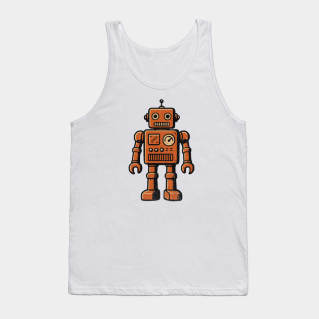 Distressed Vintage Toy Robot For Sci fi Fans and Nerds Tank Top by Joaddo
