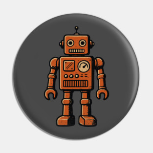 Distressed Vintage Toy Robot For Sci fi Fans and Nerds Pin