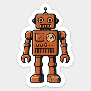 Distressed Vintage Toy Robot For Sci fi Fans and Nerds Magnet