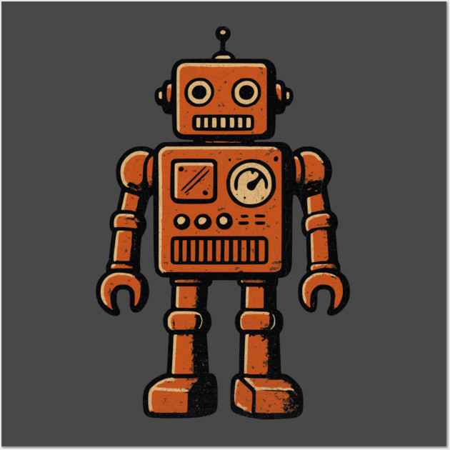 Distressed Vintage Toy Robot For Sci fi Fans and Nerds Wall Art by Joaddo