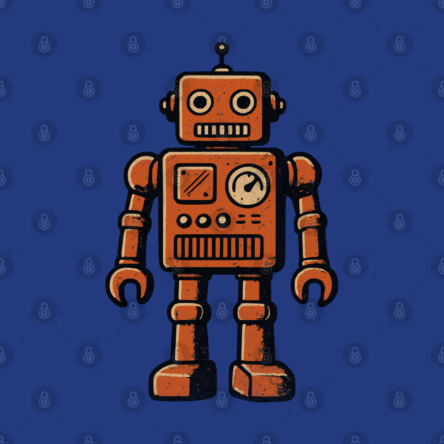 Distressed Vintage Toy Robot For Sci fi Fans and Nerds by Joaddo