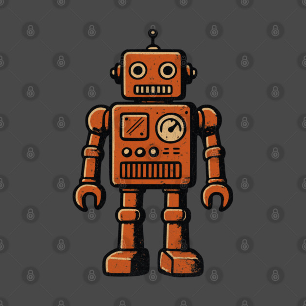 Distressed Vintage Toy Robot For Sci fi Fans and Nerds by Joaddo