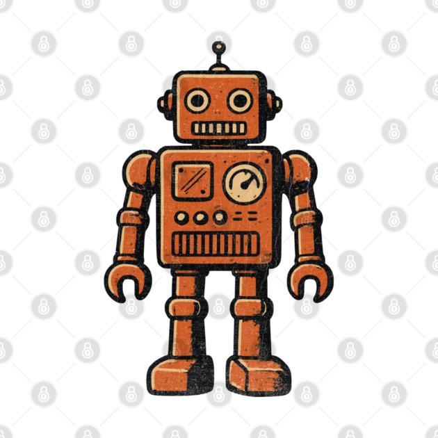 Distressed Vintage Toy Robot For Sci fi Fans and Nerds by Joaddo