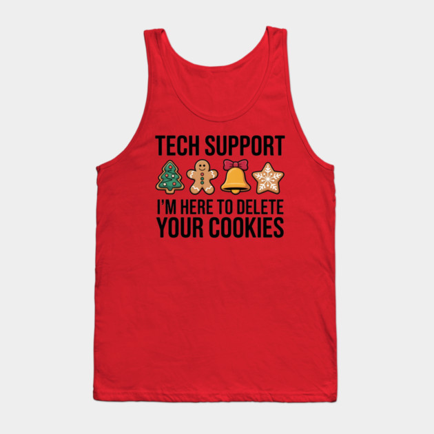 Funny Christmas Tech Support Cookies Joke Tank Top by Creatifly Graphic Tees