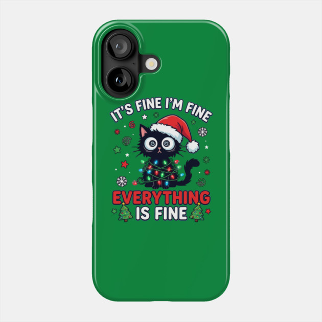Funny Christmas Cat Chaos Humor Phone Case by Creatifly Graphic Tees