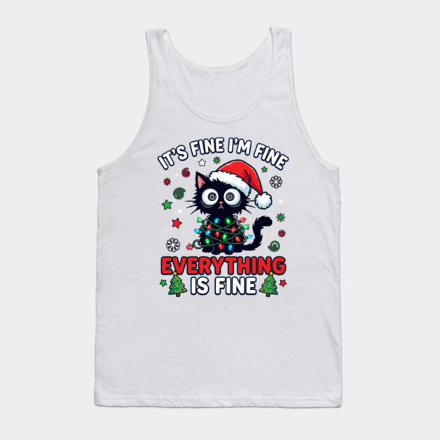 Funny Christmas Cat Chaos Humor Tank Top by Creatifly Graphic Tees