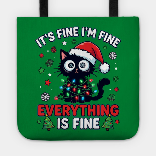 Funny Christmas Cat Chaos Humor Tote by Creatifly Graphic Tees