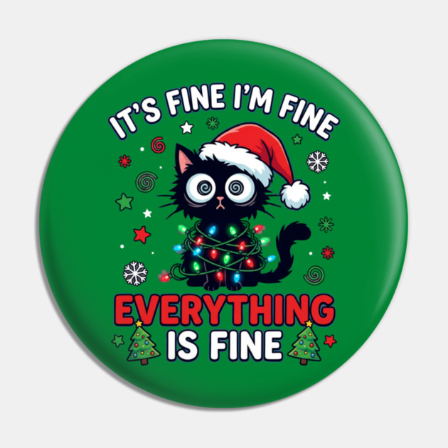 Funny Christmas Cat Chaos Humor Pin by Creatifly Graphic Tees