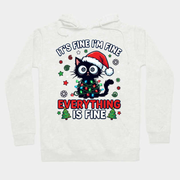 Funny Christmas Cat Chaos Humor Hoodie by Creatifly Graphic Tees