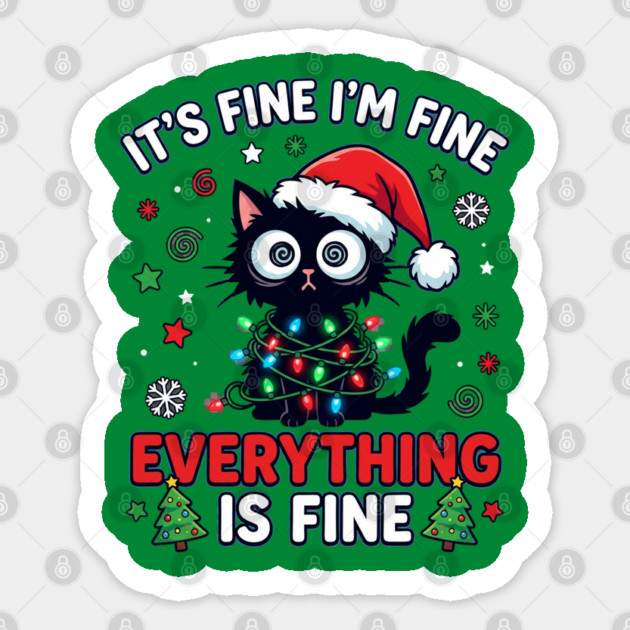 Funny Christmas Cat Chaos Humor Sticker by Creatifly Graphic Tees