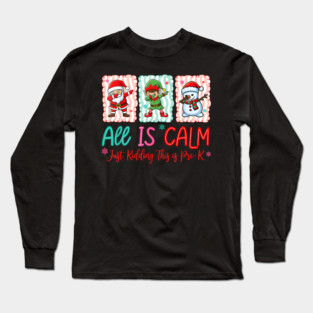 Preppy Bow Christmas Calm Holiday Design For Cozy Winter Decor Fans Long Sleeve T-Shirt