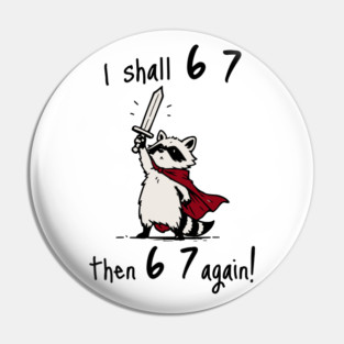 Quest Raccoon says "I shall 6 7 then 6 7 Again!" Pin
