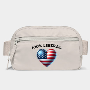 100% 100 Percent Liberal US Flag Heart Bag