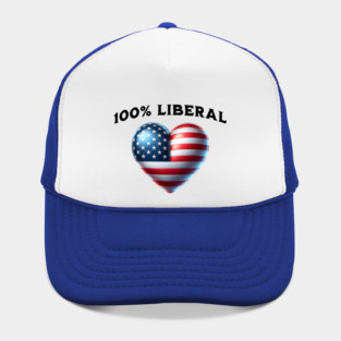 100% 100 Percent Liberal US Flag Heart Hat