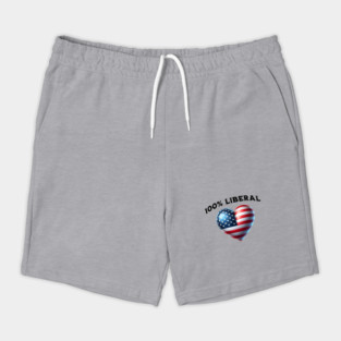 100% 100 Percent Liberal US Flag Heart Shorts