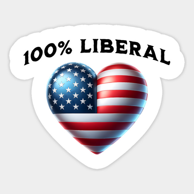 100% 100 Percent Liberal US Flag Heart Magnet by Luxinda