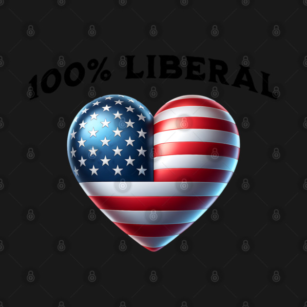 100% 100 Percent Liberal US Flag Heart by Luxinda