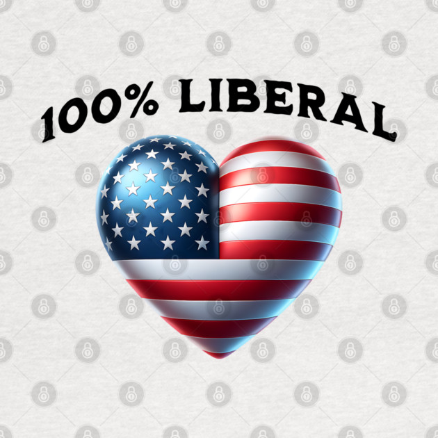 100% 100 Percent Liberal US Flag Heart by Luxinda