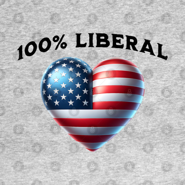100% 100 Percent Liberal US Flag Heart by Luxinda