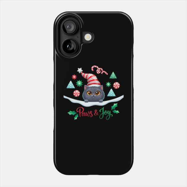 Paws & Joy Holiday Cat Phone Case by Creatifly Graphic Tees