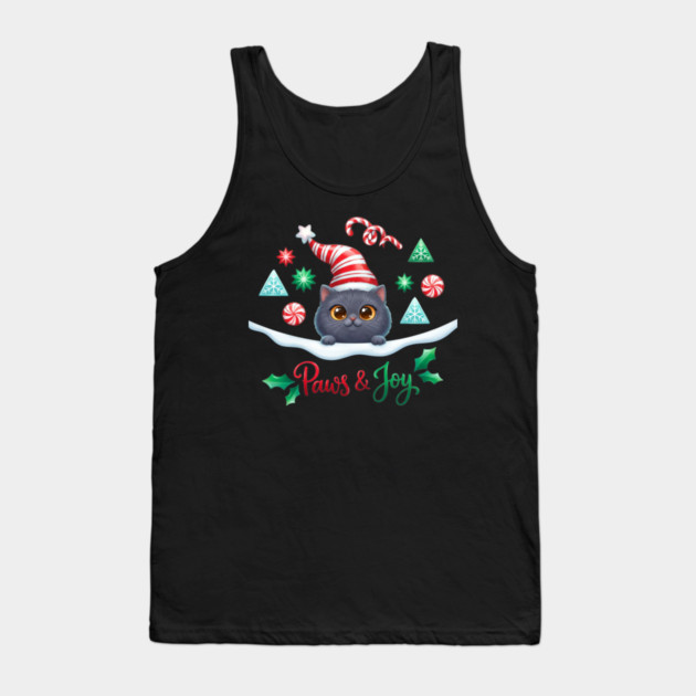 Paws & Joy Holiday Cat Tank Top by Creatifly Graphic Tees