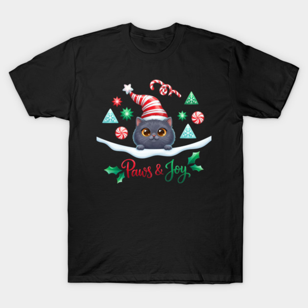 Paws & Joy Holiday Cat T-Shirt by Creatifly Graphic Tees