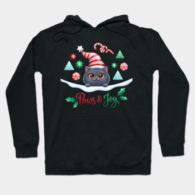 Paws & Joy Holiday Cat Hoodie by Creatifly Graphic Tees