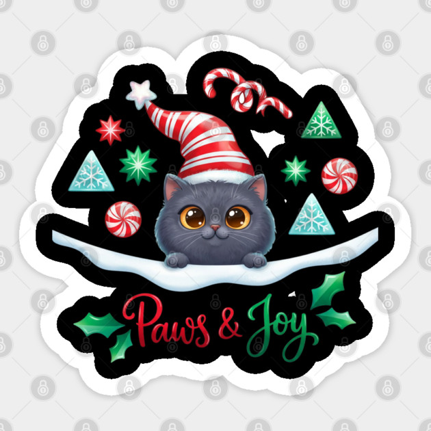 Paws & Joy Holiday Cat Sticker by Creatifly Graphic Tees