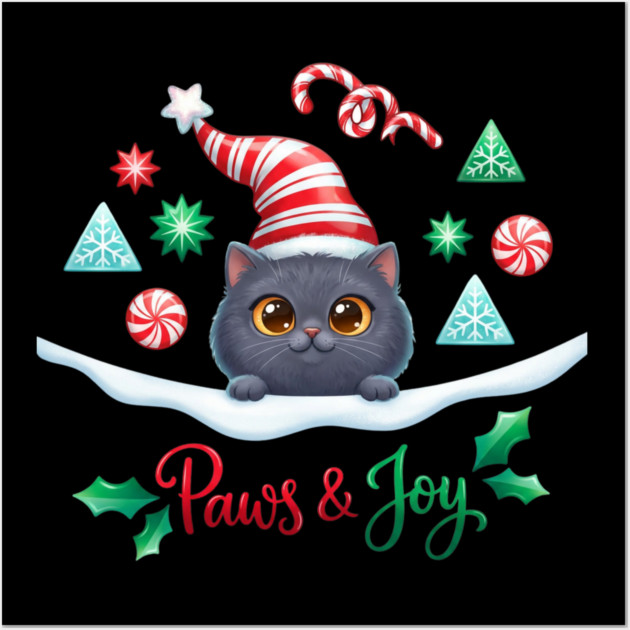 Paws & Joy Holiday Cat Wall Art by Creatifly Graphic Tees