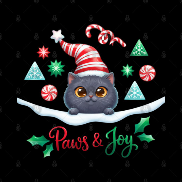 Paws & Joy Holiday Cat by Creatifly Graphic Tees