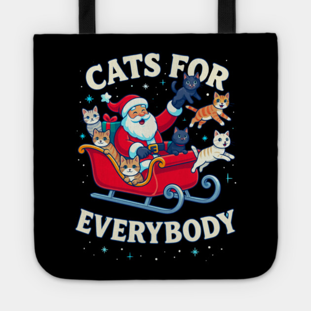 Cats for Everybody Holiday Sleigh Tote by Creatifly Graphic Tees