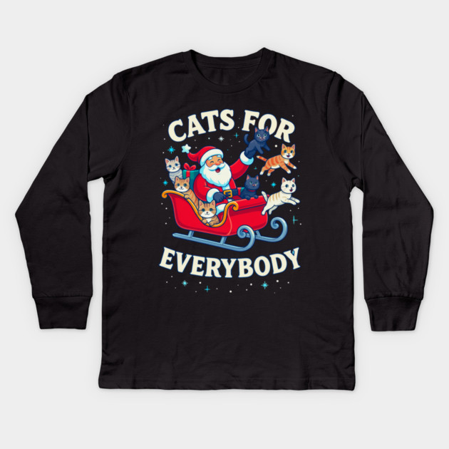 Cats for Everybody Holiday Sleigh Kids Long Sleeve T-Shirt by Creatifly Graphic Tees