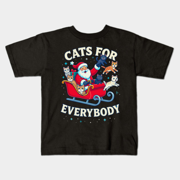 Cats for Everybody Holiday Sleigh Kids T-Shirt by Creatifly Graphic Tees