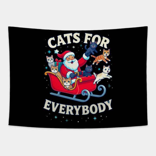 Cats for Everybody Holiday Sleigh Tapestry by Creatifly Graphic Tees