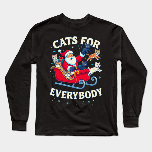 Cats for Everybody Holiday Sleigh Long Sleeve T-Shirt by Creatifly Graphic Tees