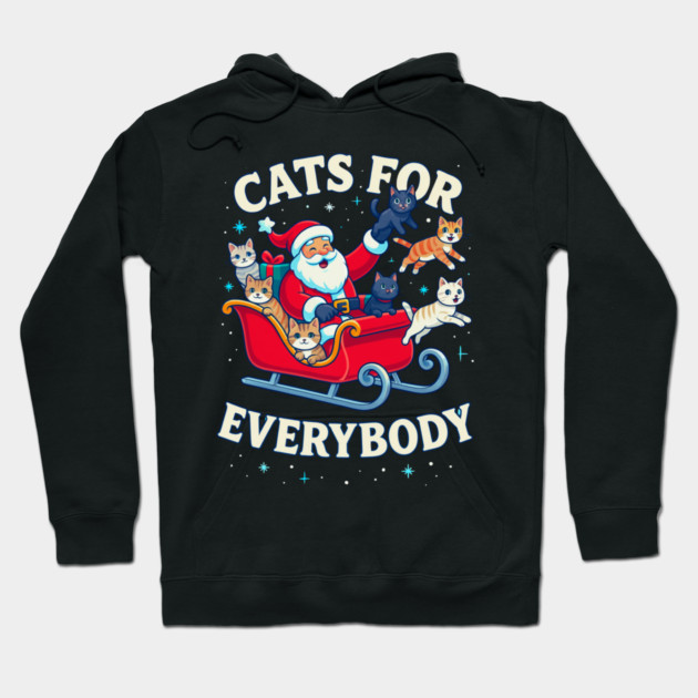 Cats for Everybody Holiday Sleigh Hoodie by Creatifly Graphic Tees