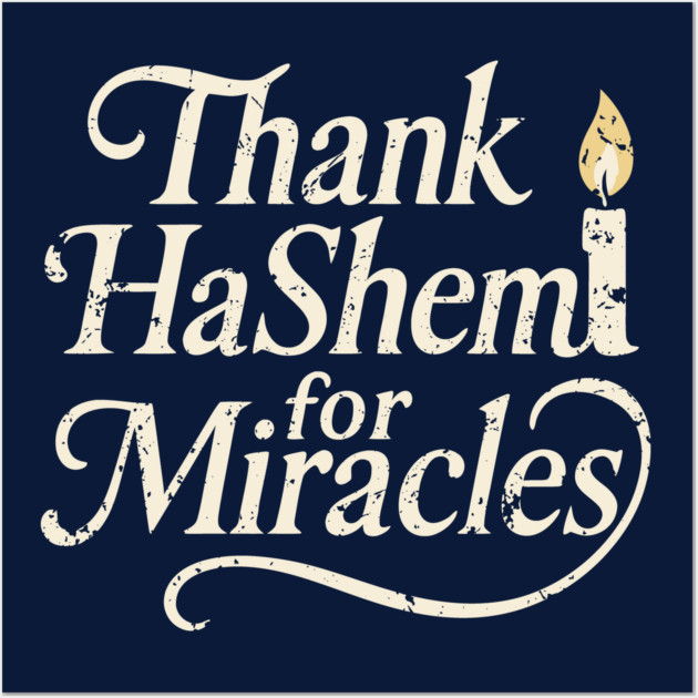 Thank HaShem for Miracles – Vintage Candle Design Wall Art by Thank HaShem