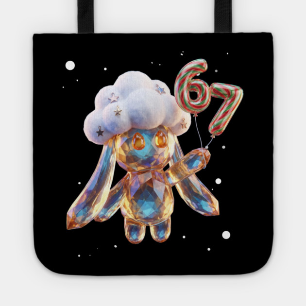 Crystal Snow-Puff Creature with Festive 67 Balloons Tote by Creatifly Graphic Tees