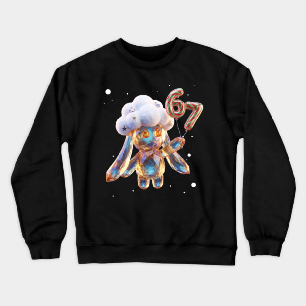 Crystal Snow-Puff Creature with Festive 67 Balloons Crewneck Sweatshirt by Creatifly Graphic Tees
